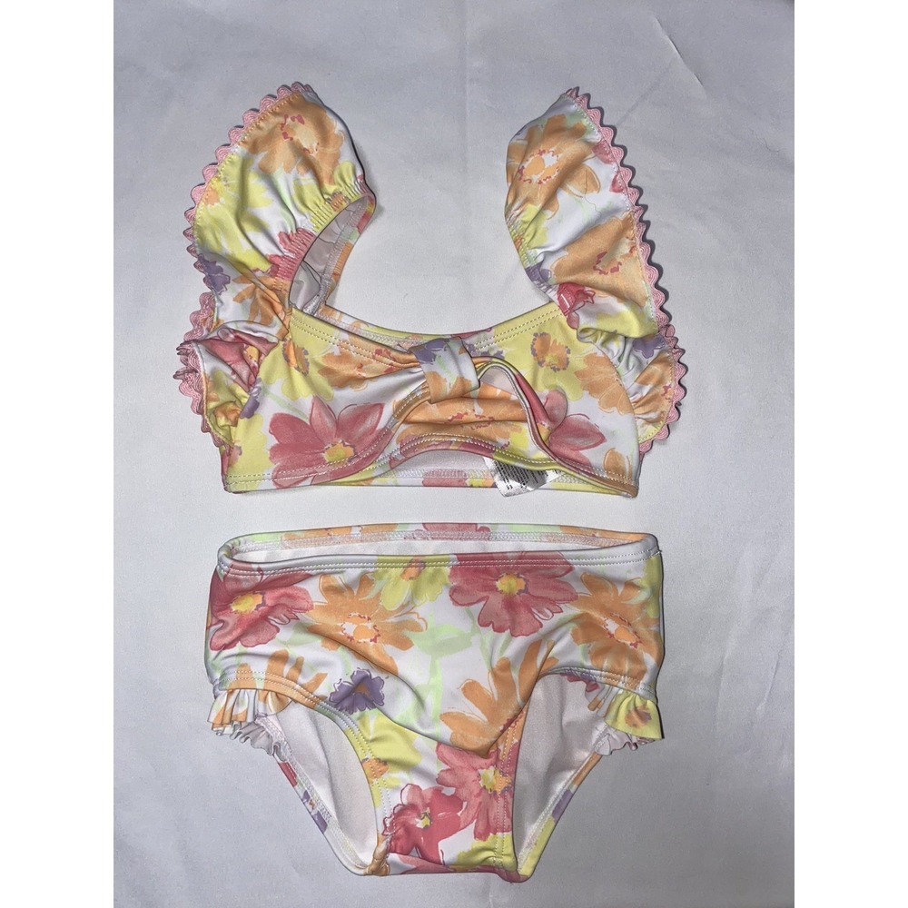 Janie and Jack Ruffle 2 Piece Bikini‎ Swimsuit Floral Size 12-18 months NWOT